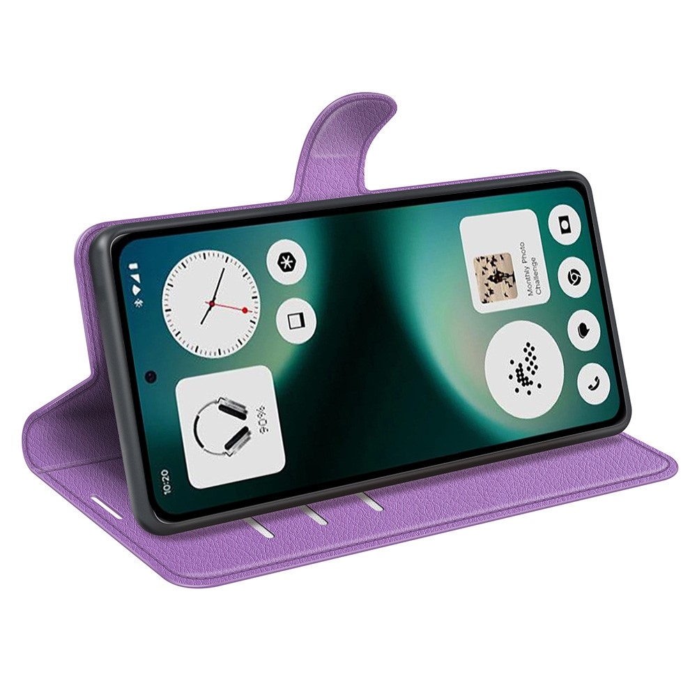 Litchi könyvtáska Nothing Phone (3a) Lite 5G telefonhoz - lila