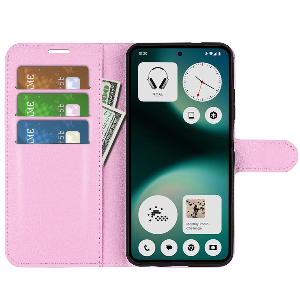 Litchi könyvtáska Nothing Phone (3a) Lite 5G készülékhez - rózsaszín