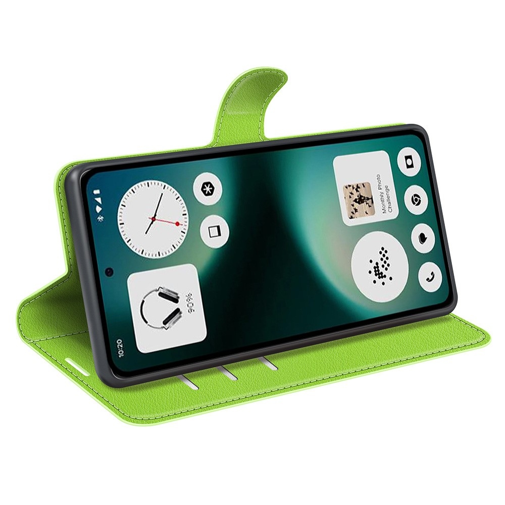 Litchi könyvtáska Nothing Phone (3a) Lite 5G készülékhez - zöld