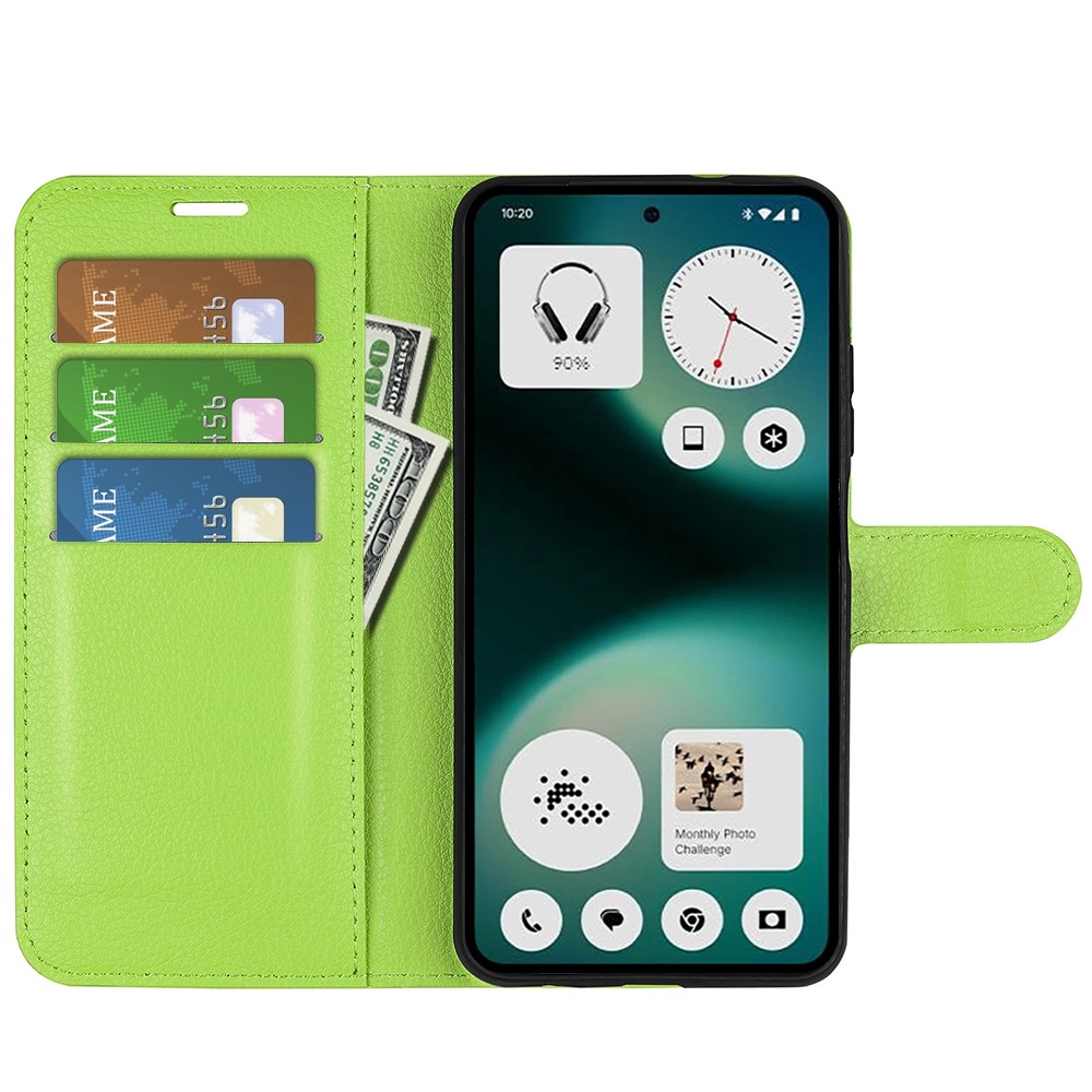 Litchi könyvtáska Nothing Phone (3a) Lite 5G készülékhez - zöld