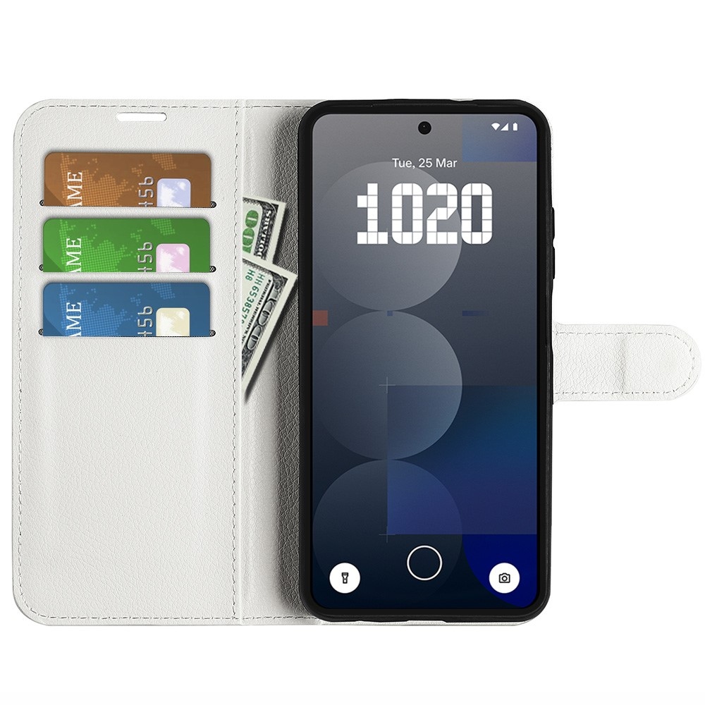 Litchi könyvtáska Nothing Phone (3a) Pro készülékhez - fehér