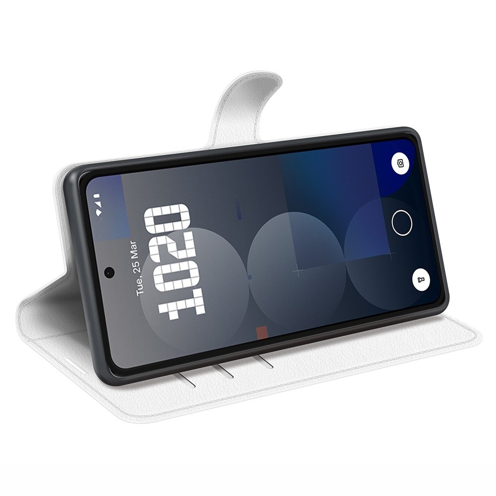 Litchi könyvtáska Nothing Phone (3a) Pro készülékhez - fehér