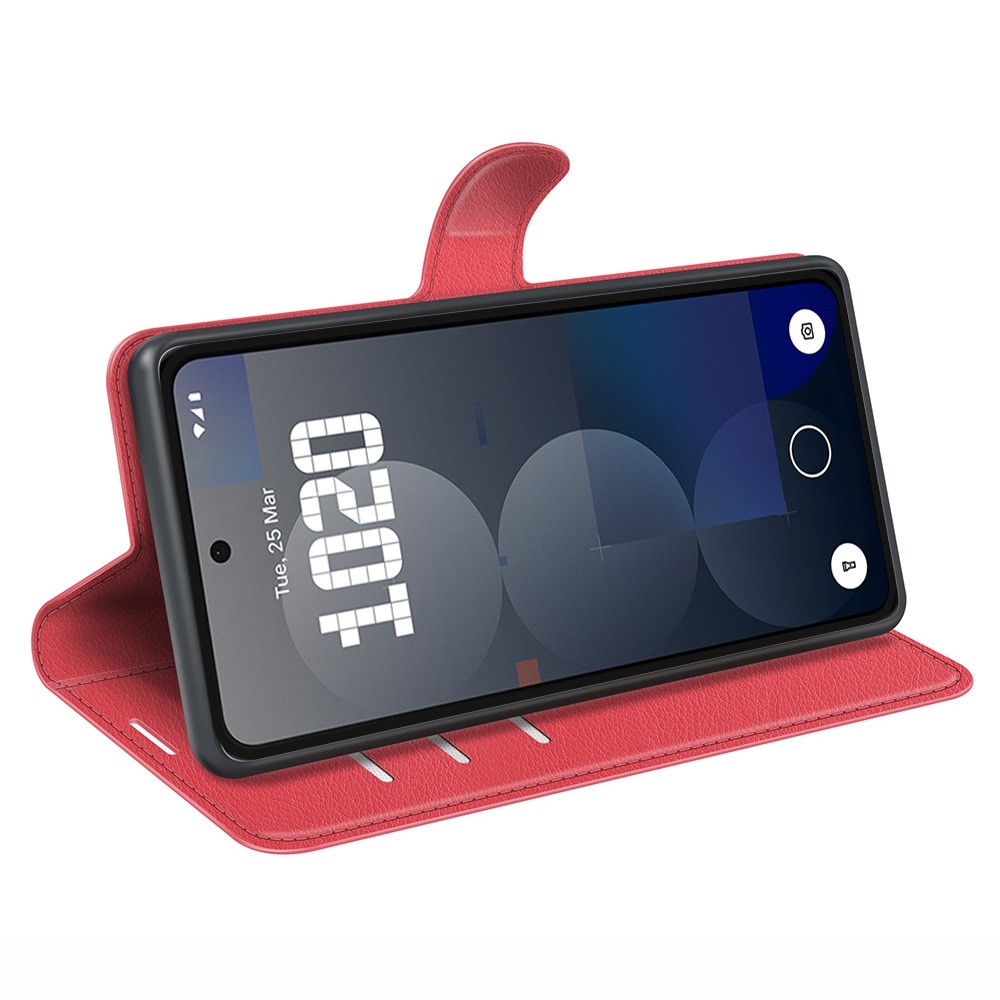 Litchi könyvtáska a Nothing Phone (3a) Pro készülékhez - piros színű