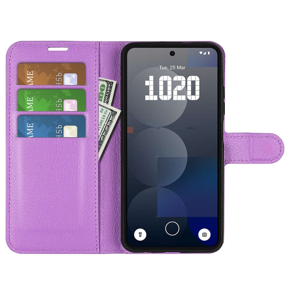 Litchi könyvtáska Nothing Phone (3a) Pro készülékhez - lila