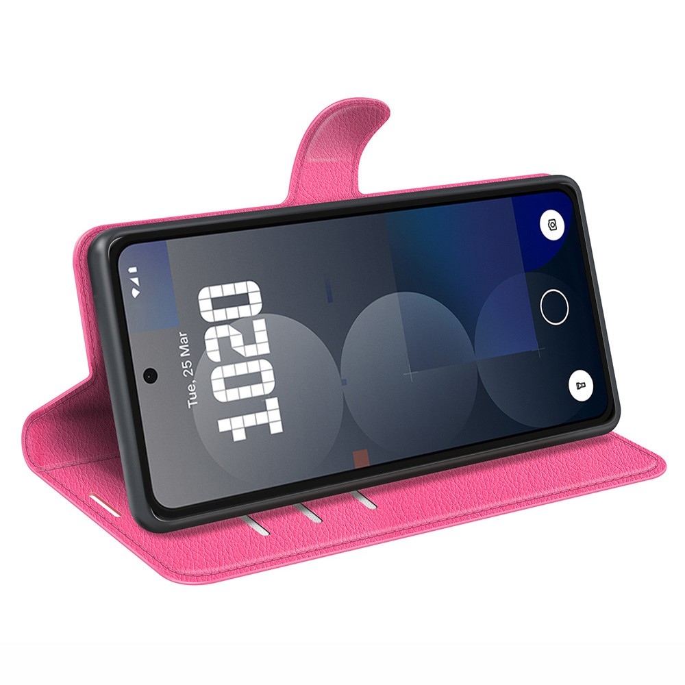 Litchi könyvtáska Nothing Phone (3a) Pro készülékhez - rózsaszínű
