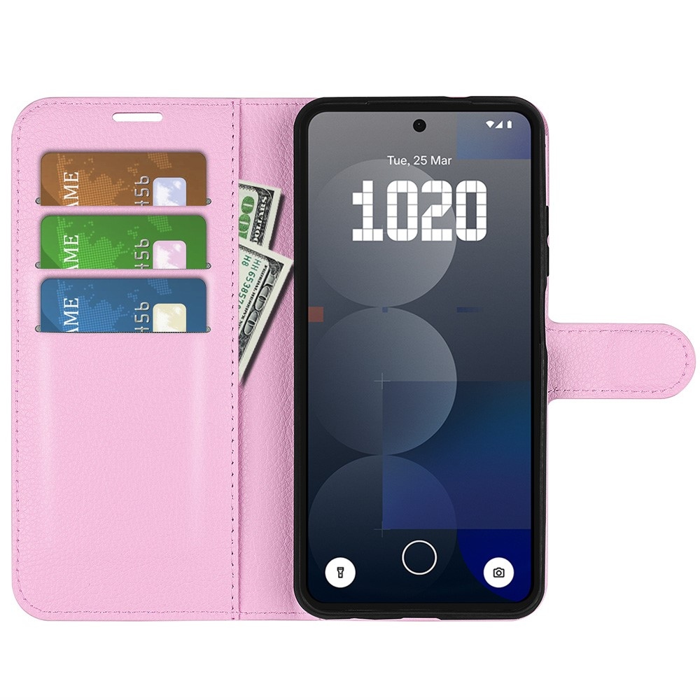 Litchi könyvtáska Nothing Phone (3a) Pro készülékhez - rózsaszín