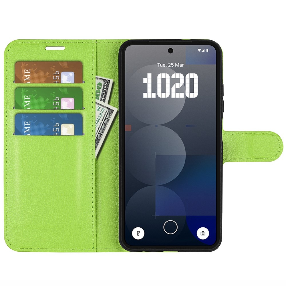 Litchi könyvtáska Nothing Phone (3a) Pro készülékhez - zöld