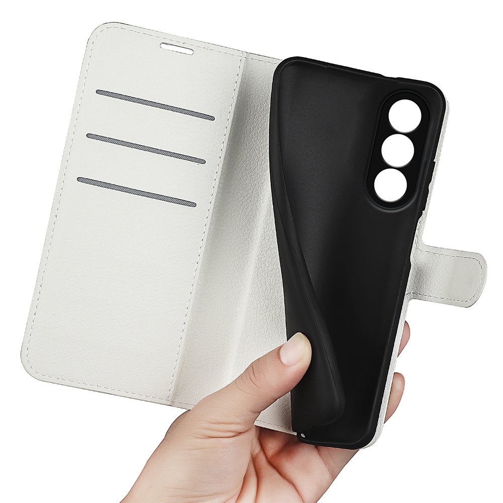 Litchi könyv tok OnePlus Nord 5 5G-hez - fehér