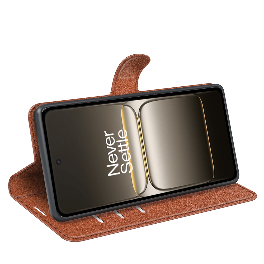 Litchi könyv tok OnePlus Nord 5 5G - barna színben