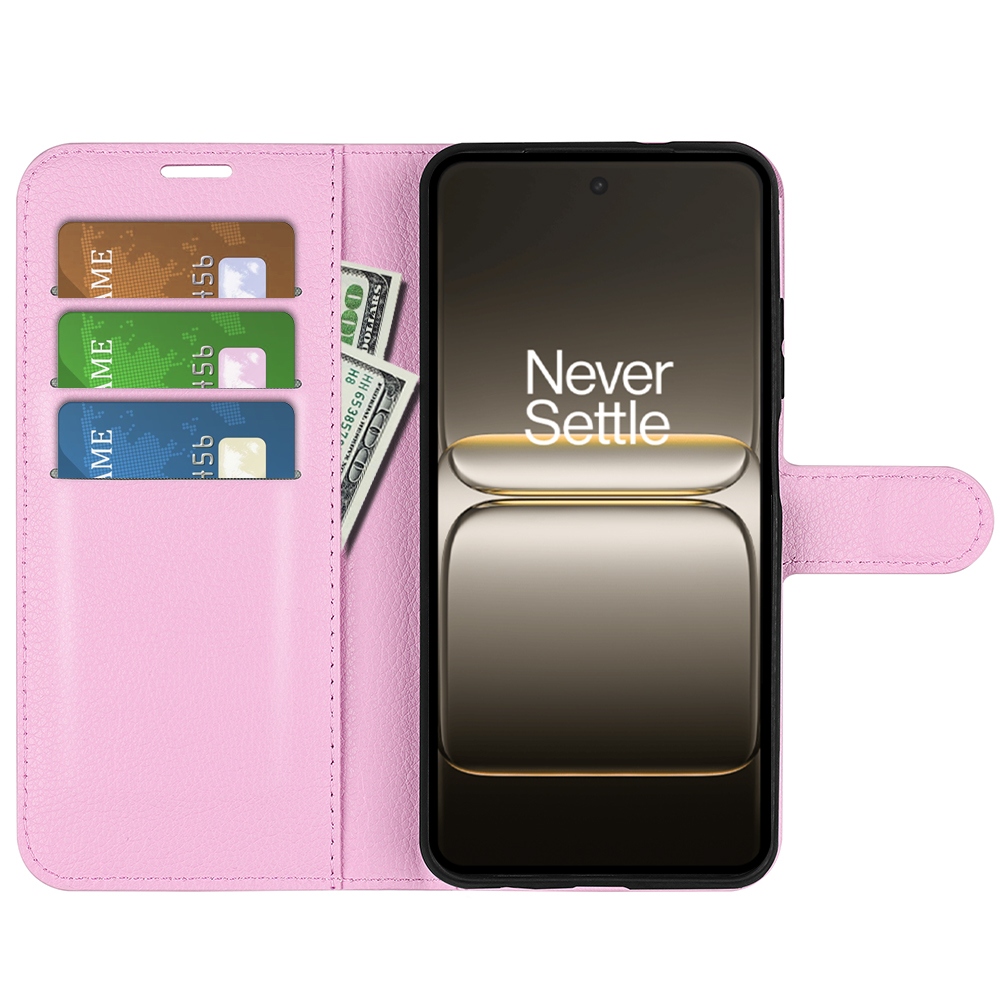 Litchi könyv tok OnePlus Nord 5 5G - rózsaszínű