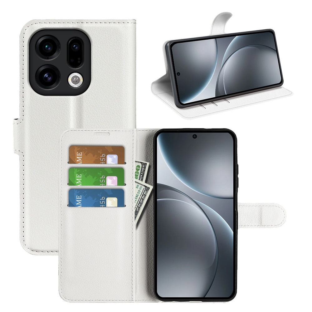 Litchi könyv tok az Oppo Find X9 5G-hez - fehér