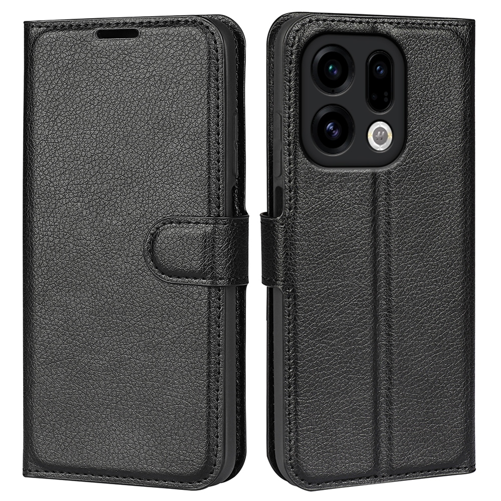 Litchi könyv tok az Oppo Find X9 5G-hez - fekete