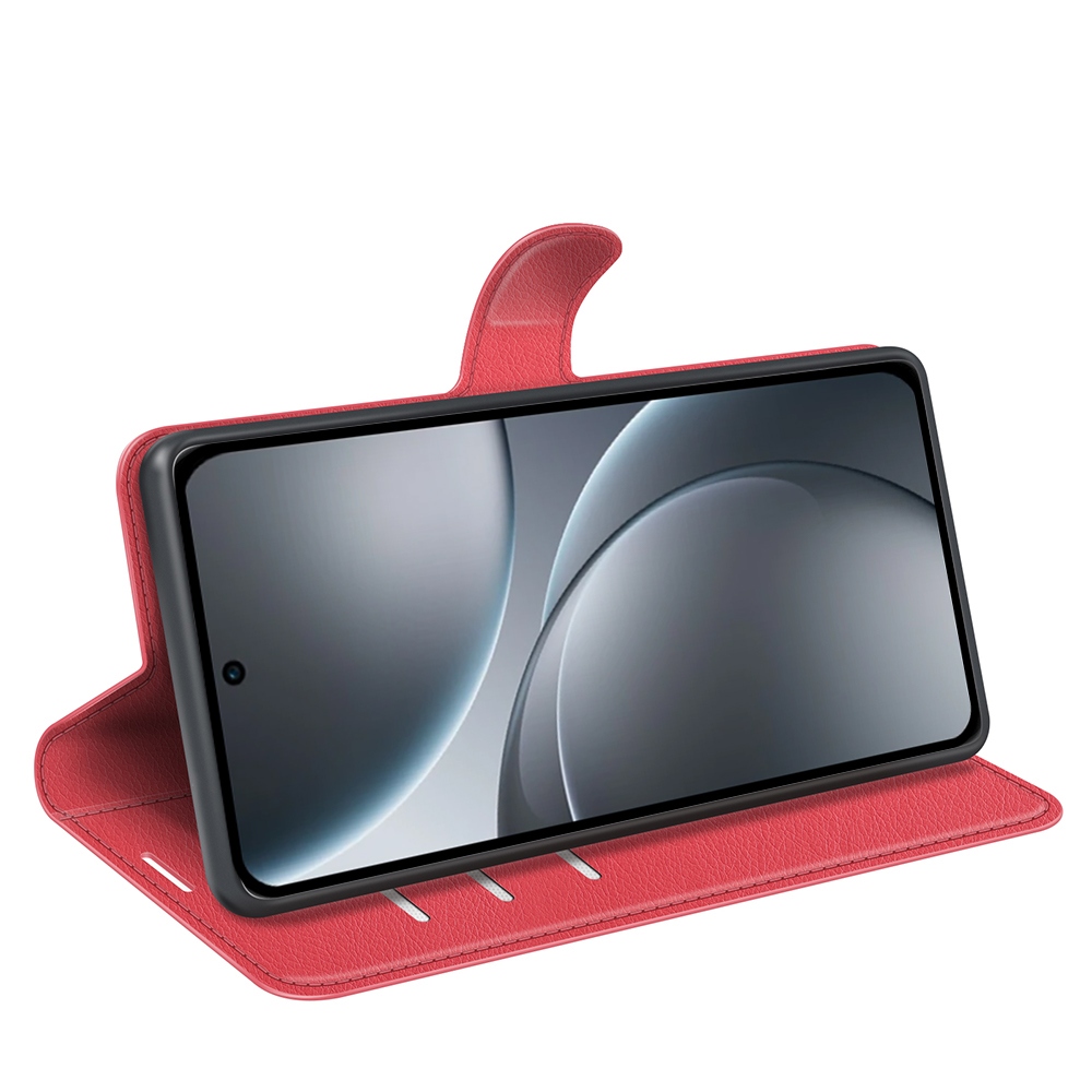 Litchi könyv tok az Oppo Find X9 5G-hez - piros