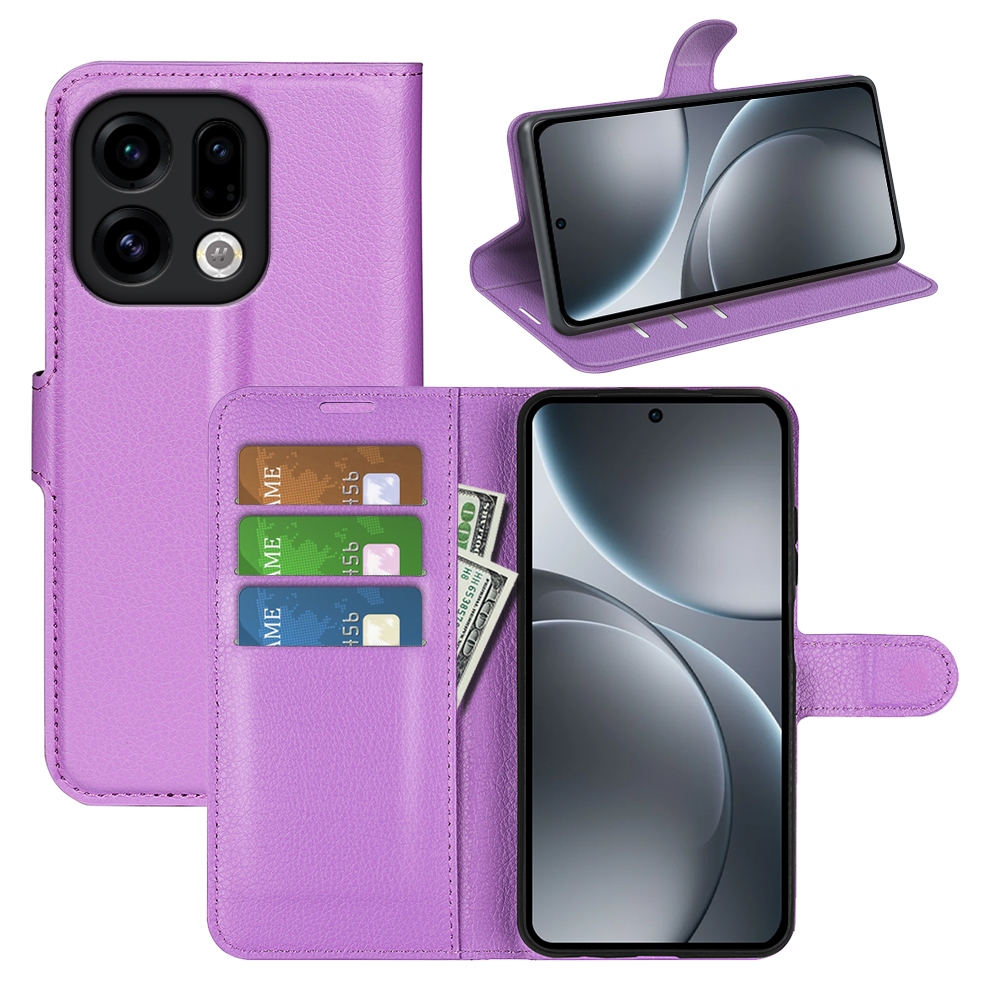 Litchi könyv tok az Oppo Find X9 5G-hez - lila