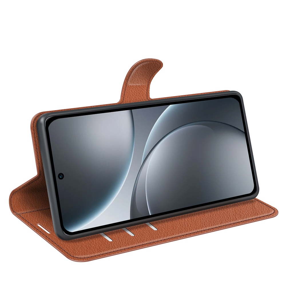 Litchi könyv tok az Oppo Find X9 5G-hez - barna