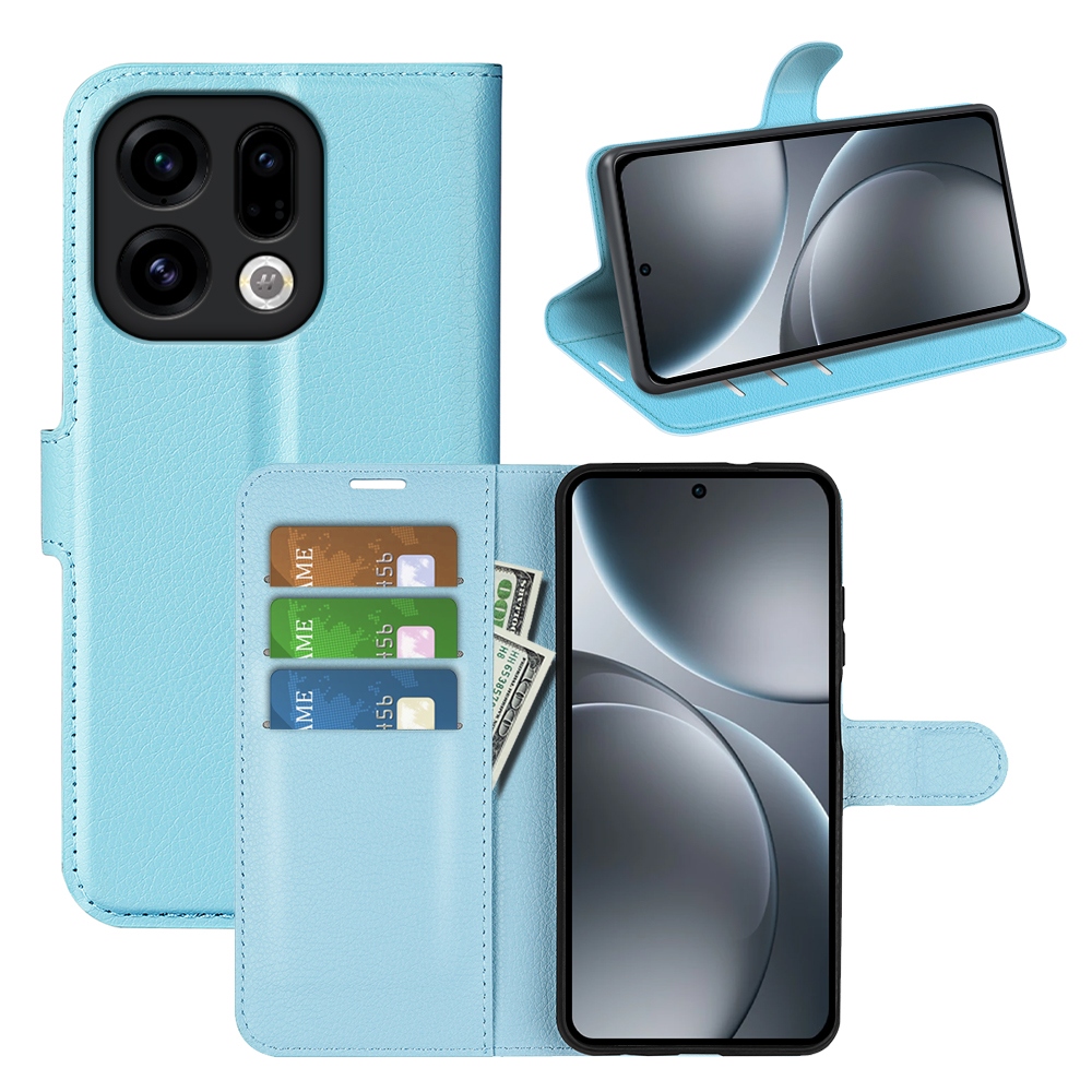 Litchi könyv tok Oppo Find X9 5G - kék