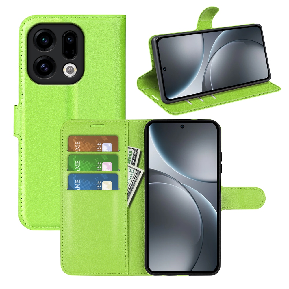 Litchi könyv tok az Oppo Find X9 5G-hez - zöld