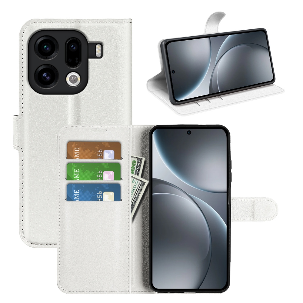 Litchi könyv tok Oppo Find X9 Pro 5G-hez - fehér