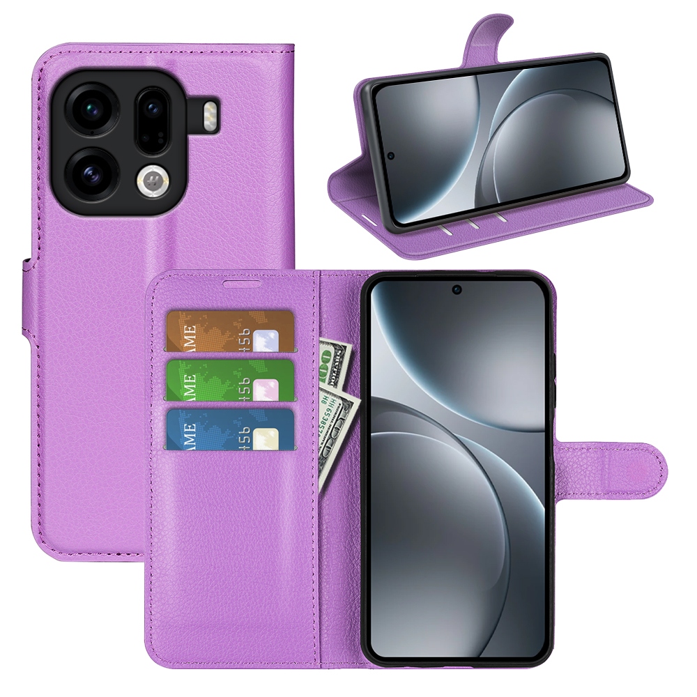 Litchi könyv tok az Oppo Find X9 Pro 5G készülékhez - lila