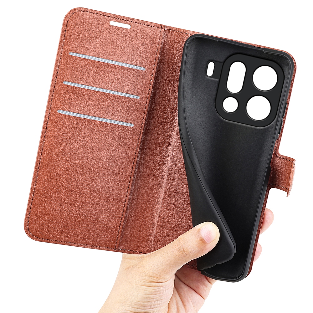 Litchi könyv tok az Oppo Find X9 Pro 5G készülékhez - barna