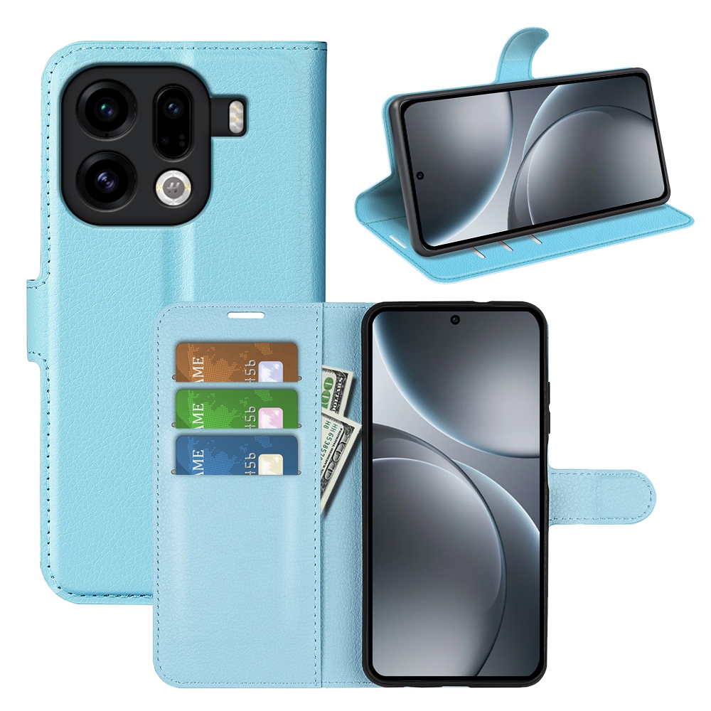 Litchi könyv tok Oppo Find X9 Pro 5G - kék