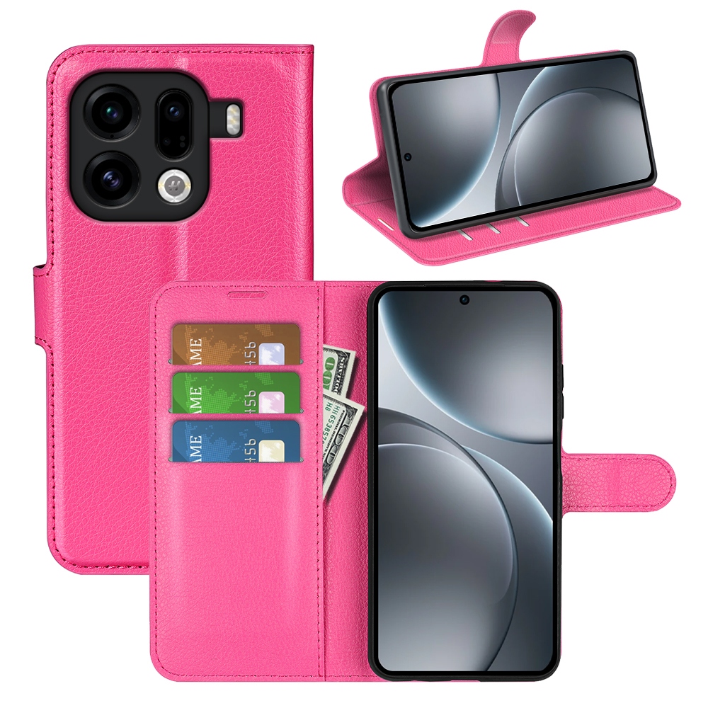 Litchi könyv tok Oppo Find X9 Pro 5G - rózsa