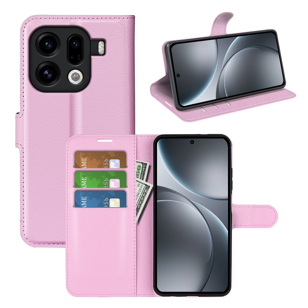 Litchi könyv tok az Oppo Find X9 Pro 5G készülékhez - rózsaszín