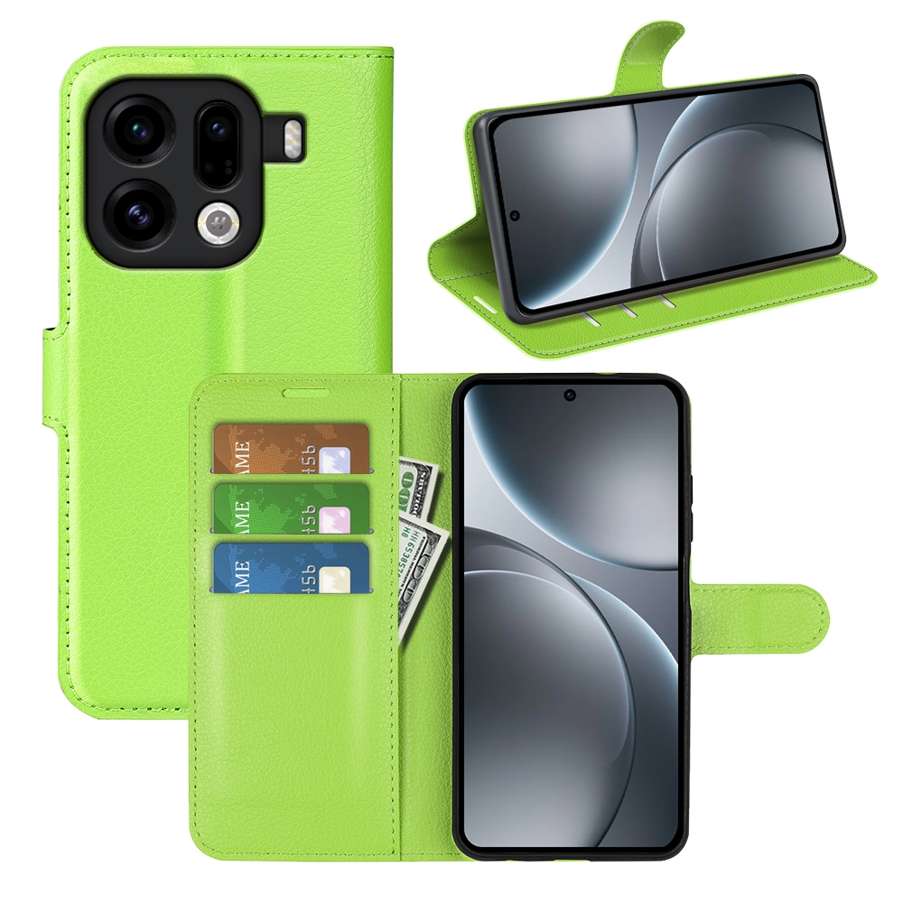 Litchi könyv tok az Oppo Find X9 Pro 5G-hez - zöld