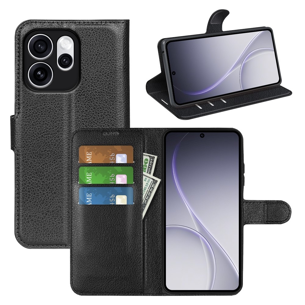 Litchi könyv tok az Oppo Reno 15 Pro 5G-hez - fekete