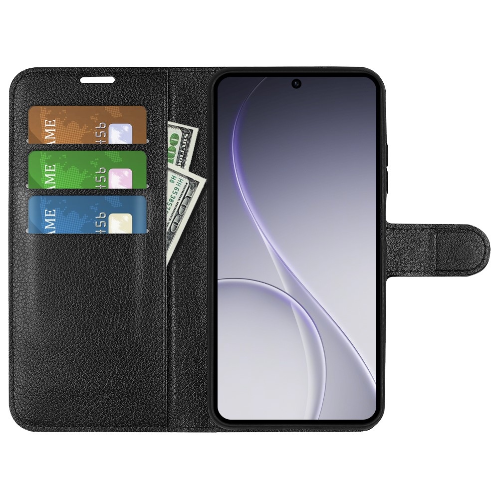 Litchi könyv tok az Oppo Reno 15 Pro 5G-hez - fekete