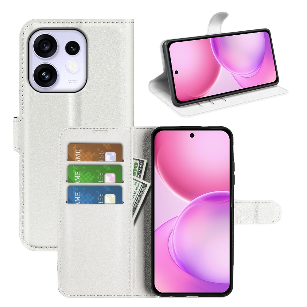 Litchi könyvformájú tok az Oppo Reno 16 5G-hez – fehér