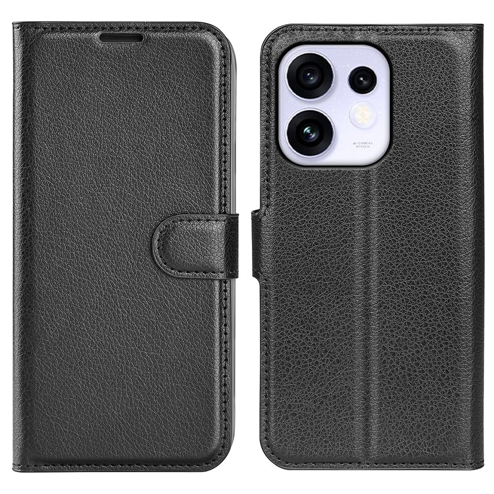 Litchi könyvformájú tok az Oppo Reno 16 5G-hez – fekete