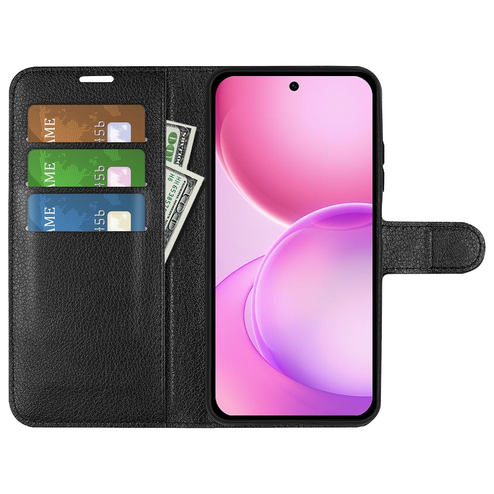 Litchi könyvformájú tok az Oppo Reno 16 5G-hez – fekete