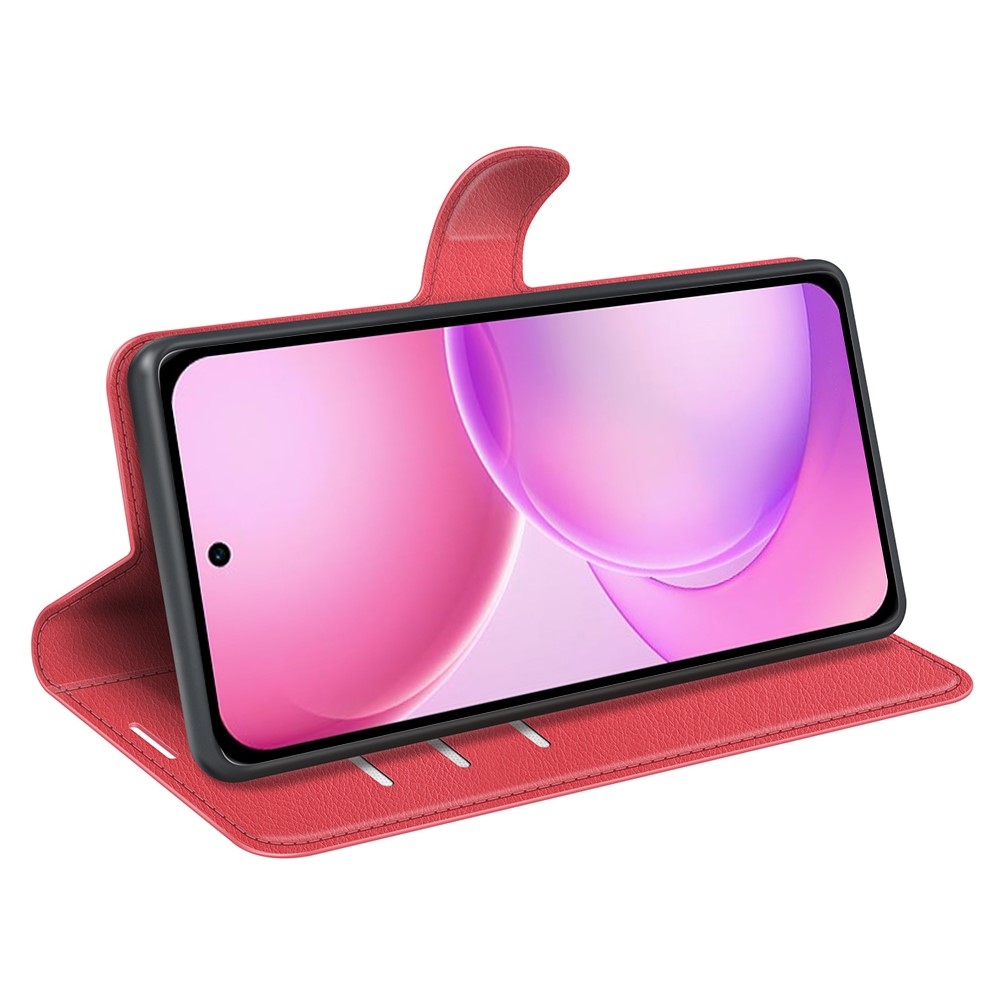 Litchi könyvformájú tok az Oppo Reno 16 5G-hez – piros