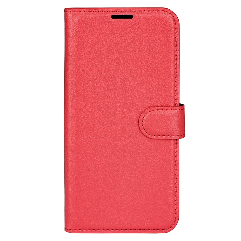 Litchi könyvformájú tok az Oppo Reno 16 5G-hez – piros