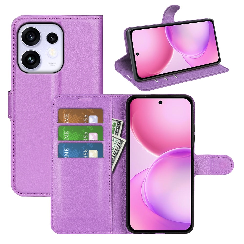Litchi könyvformájú tok az Oppo Reno 16 5G-hez – lila