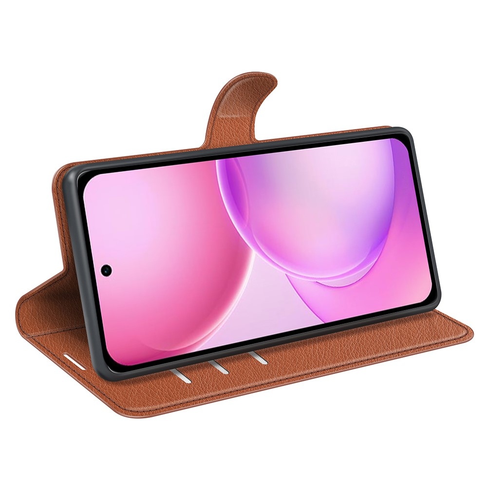 Litchi könyvformájú tok az Oppo Reno 16 5G-hez – barna