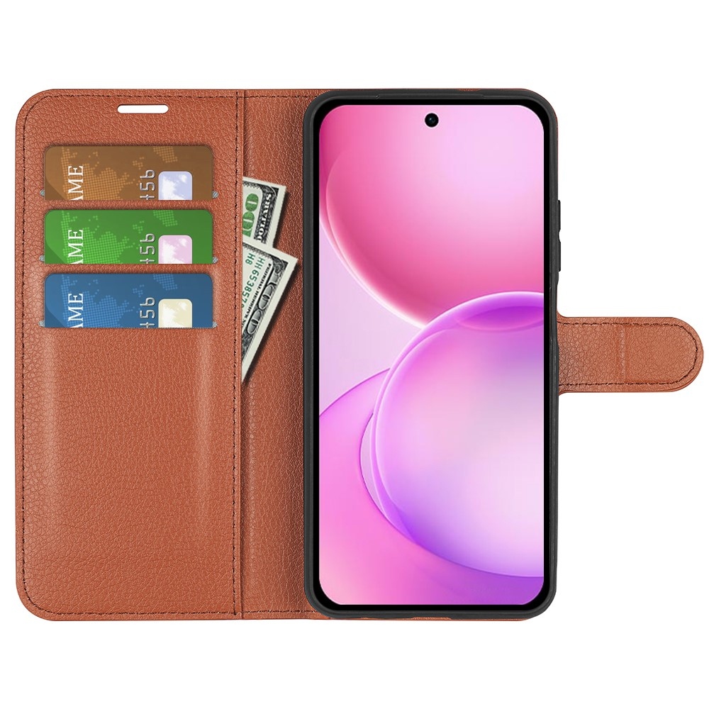 Litchi könyvformájú tok az Oppo Reno 16 5G-hez – barna