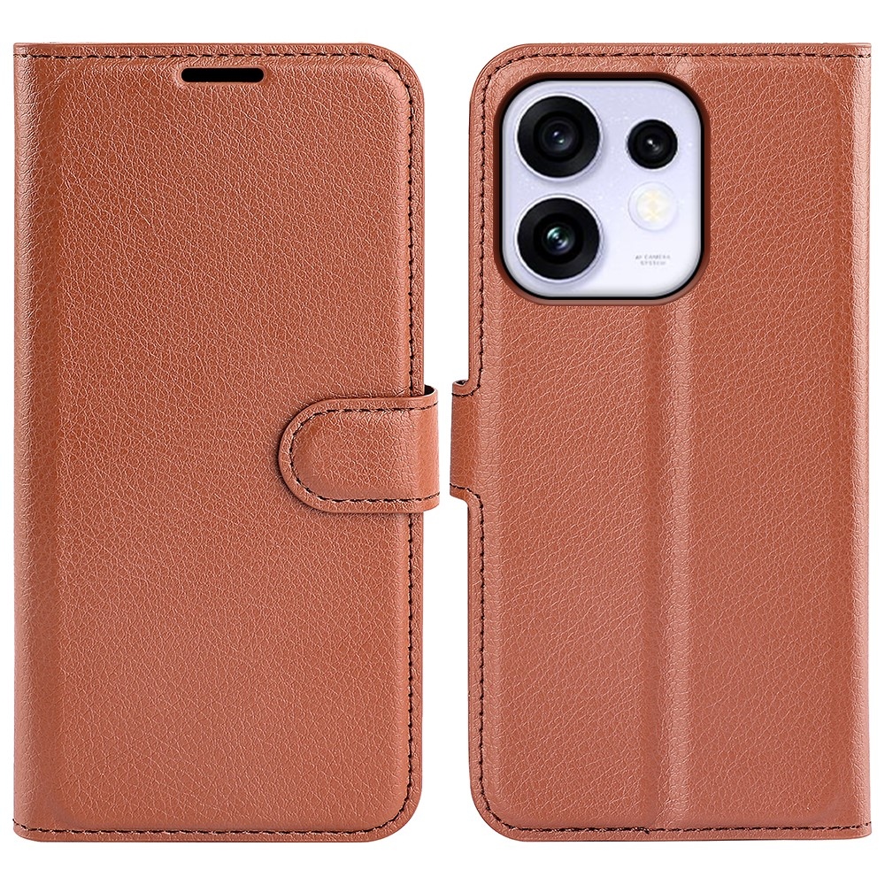 Litchi könyvformájú tok az Oppo Reno 16 5G-hez – barna