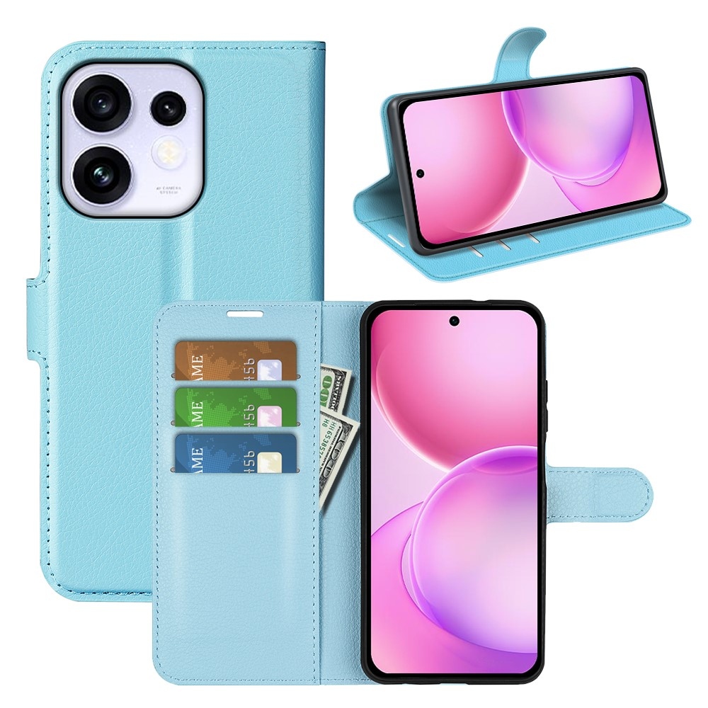Litchi könyvformájú tok az Oppo Reno 16 5G-hez – kék