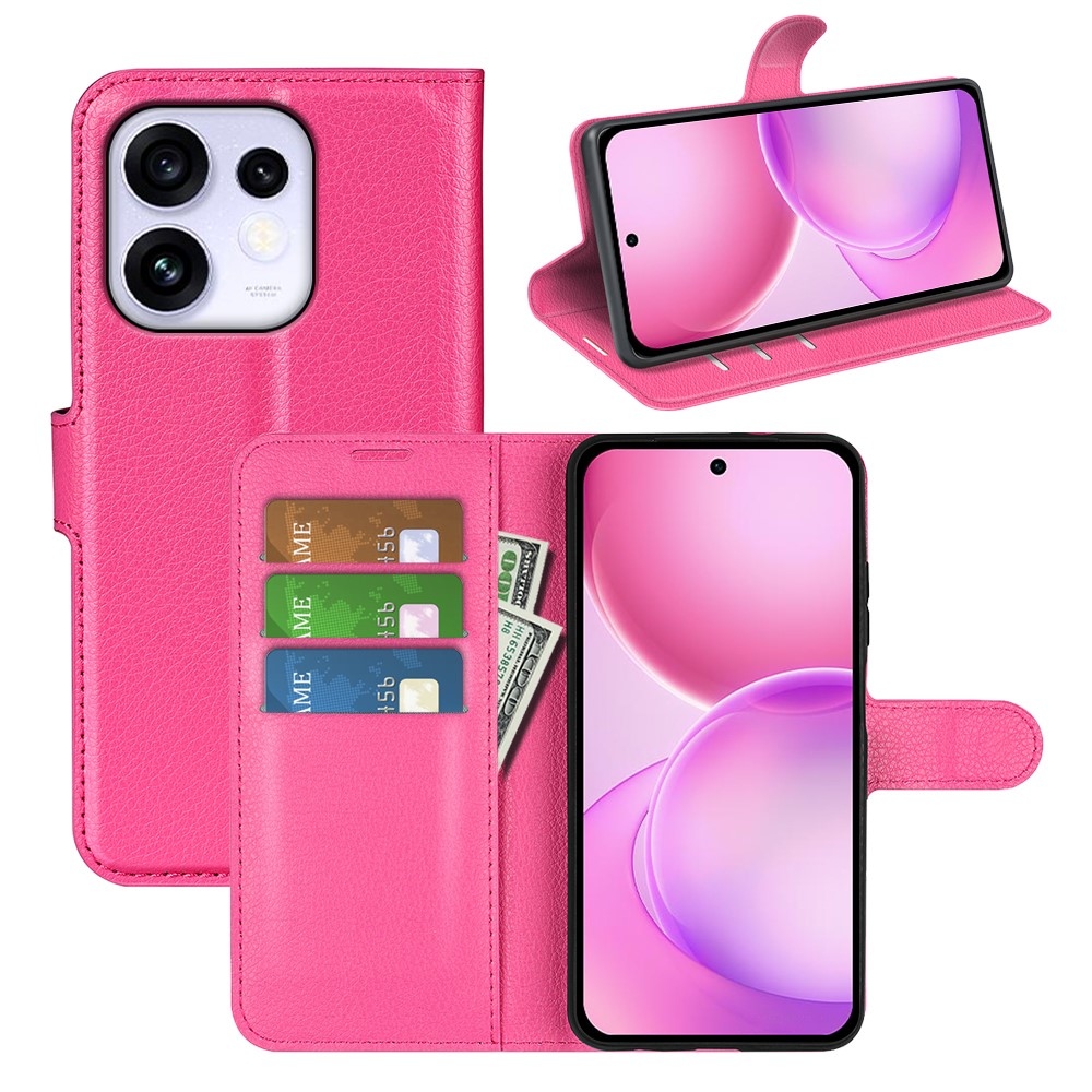 Litchi könyvformájú tok az Oppo Reno 16 5G-hez – rózsaszín