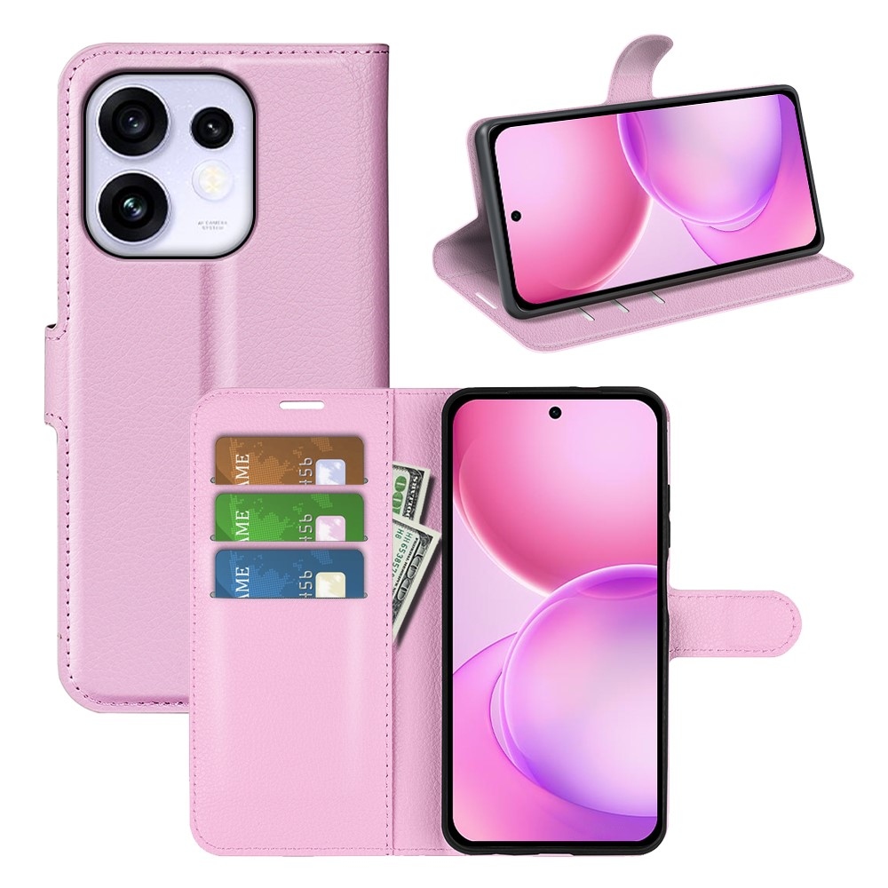 Litchi könyvszerű tok az Oppo Reno 16 5G-hez – rózsaszín