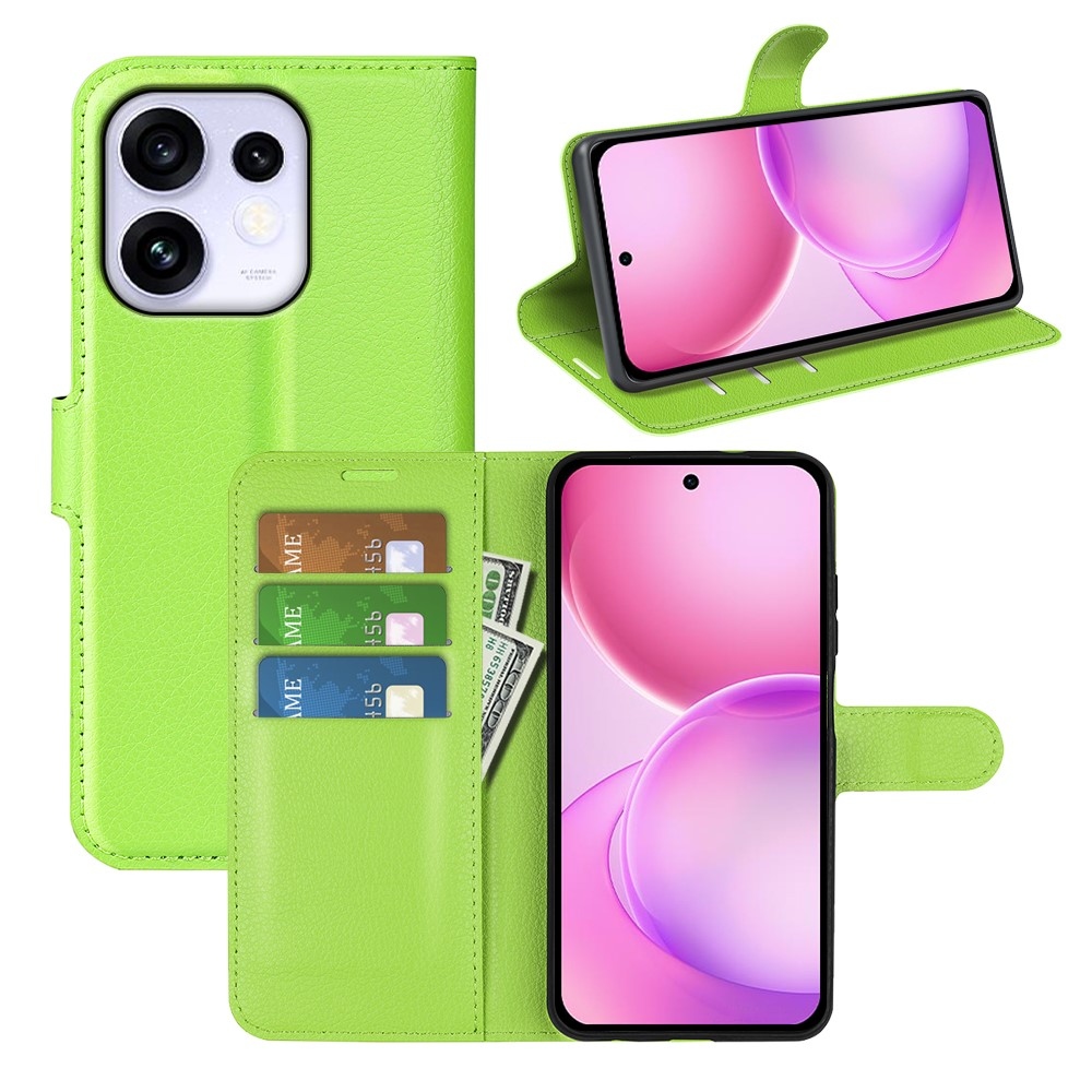 Litchi könyvformájú tok az Oppo Reno 16 5G-hez – zöld