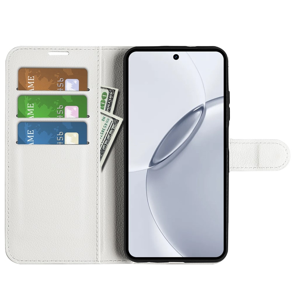 Litchi könyvtáska a Realme 16 Pro+ 5G készülékhez - fehér