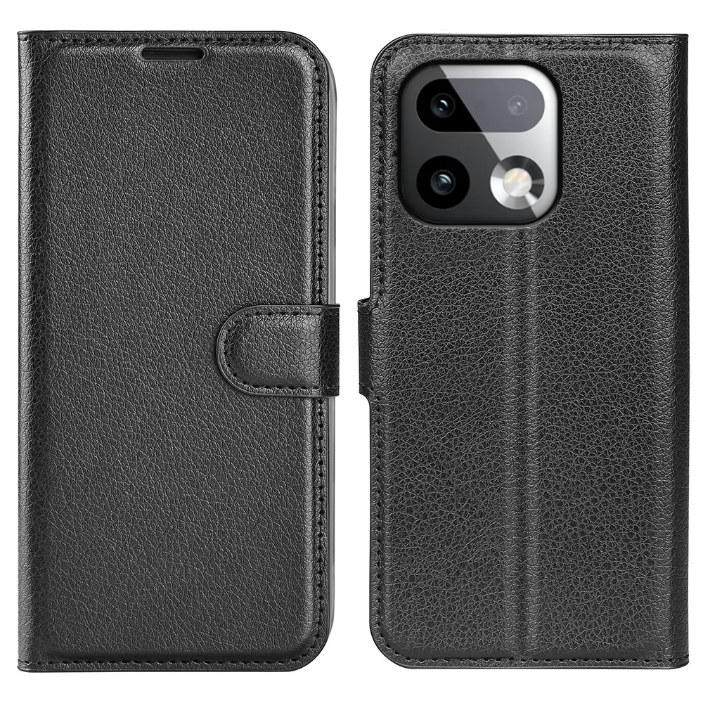 Litchi könyvtáska a Realme 16 Pro+ 5G készülékhez - fekete