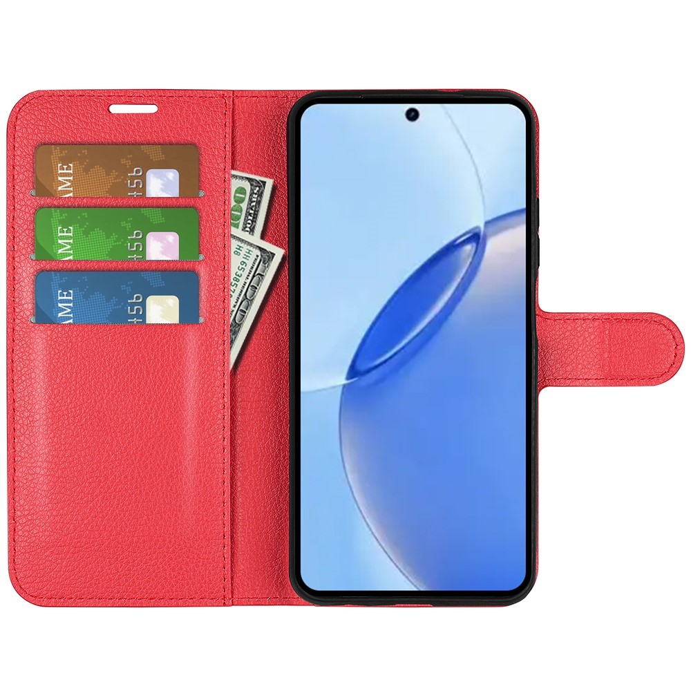 Litchi könyvtáska a Realme 16 Pro 5G készülékhez - piros