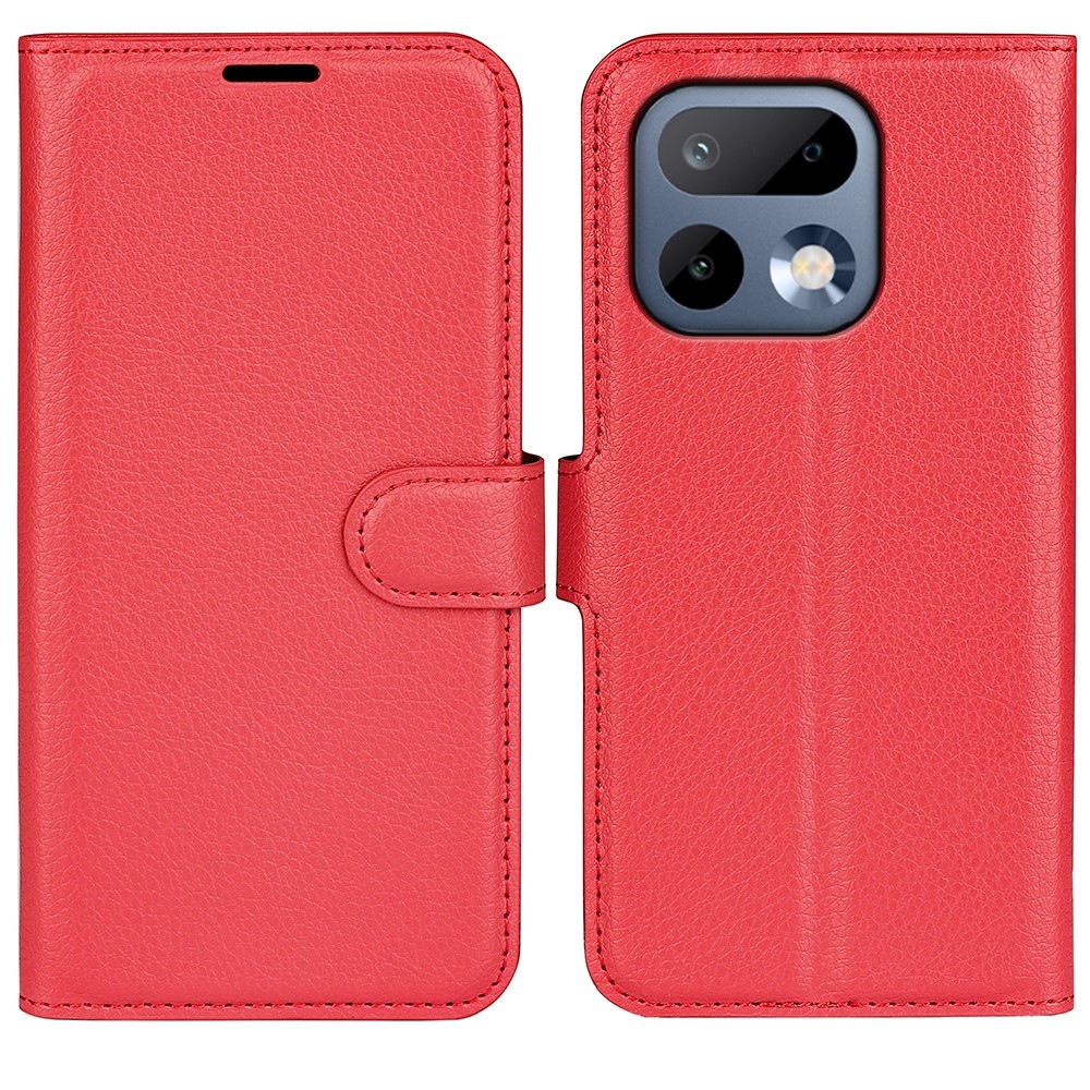 Litchi könyvtáska a Realme 16 Pro 5G készülékhez - piros