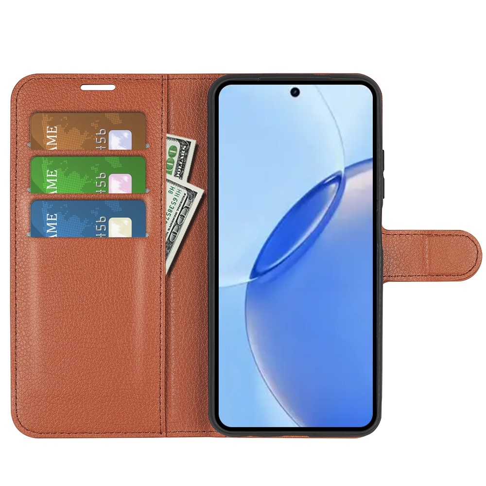 Litchi könyvtáska a Realme 16 Pro 5G készülékhez - barna