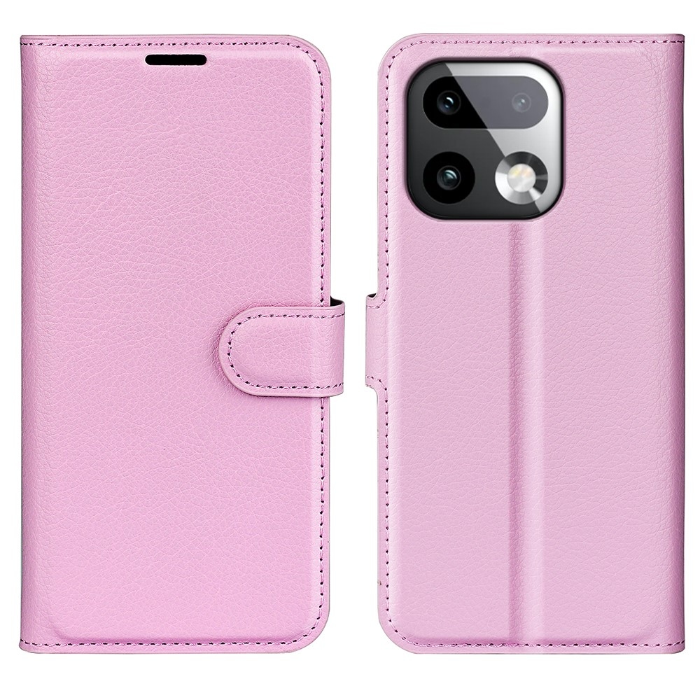 Litchi könyvtáska a Realme 16 Pro+ 5G készülékhez - rózsaszín