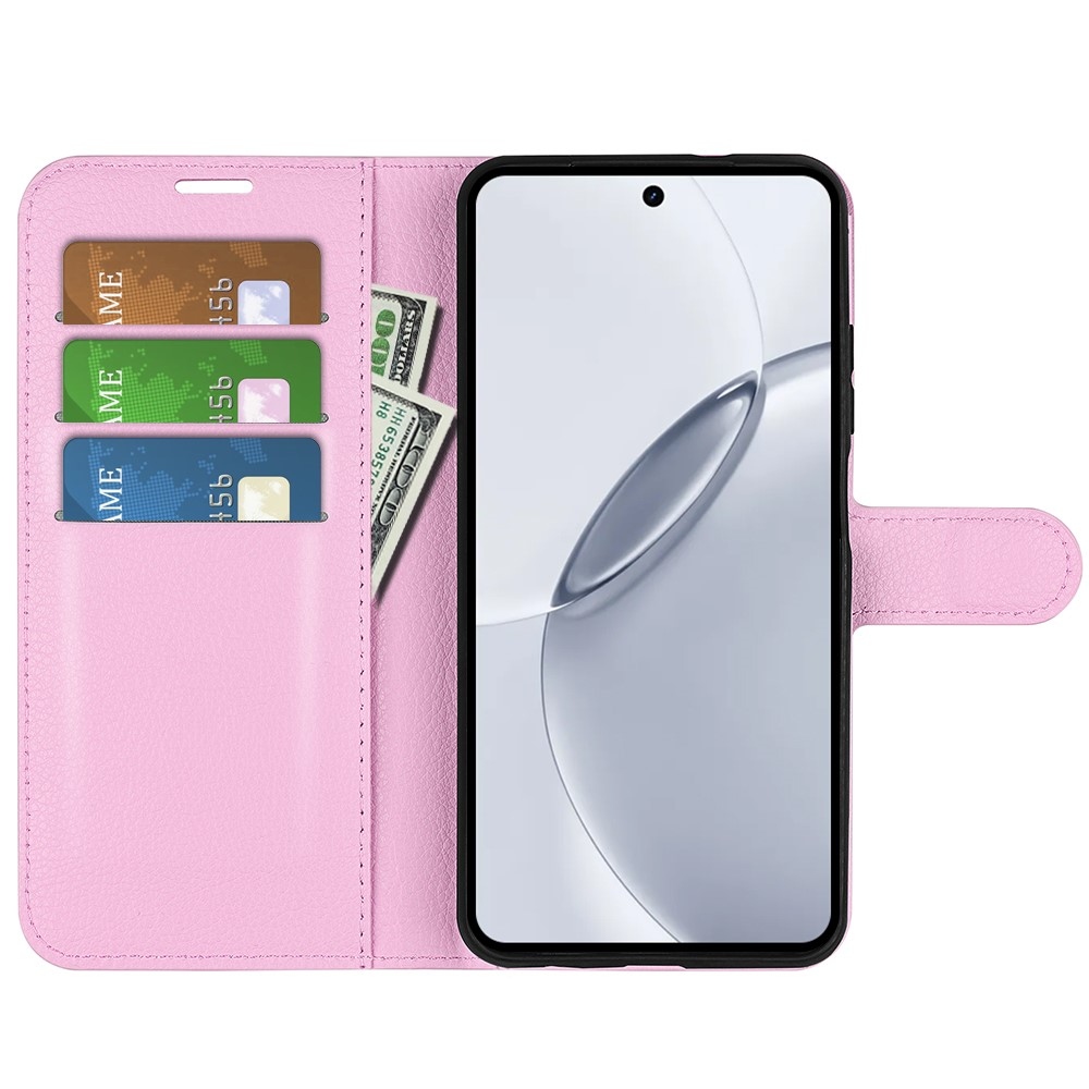 Litchi könyvtáska a Realme 16 Pro+ 5G készülékhez - rózsaszín